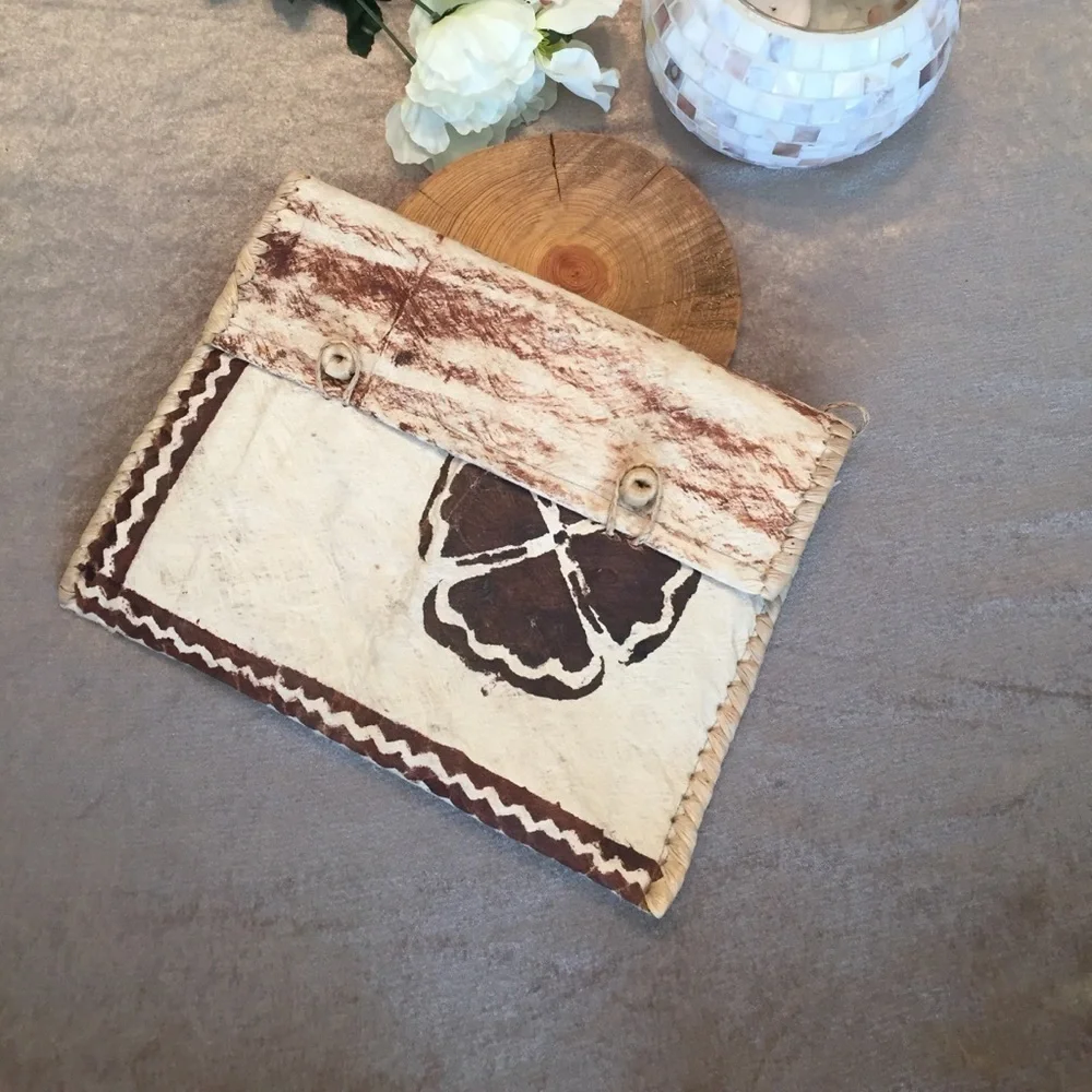 Latin American Hand made hand‎ painted Straw Slim Clutch Bag Purse Womens